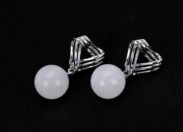

Sterling S925 925 silver Drop Dangle Earrings Natural stone trendy for woman earring 21MM