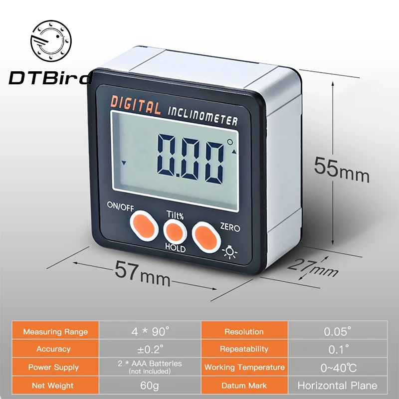 

Electronic Protractor Digital Inclinometer 0-360 Aluminum Alloy Digital Bevel Box Angle Gauge Meter Magnets Base Measuring tool