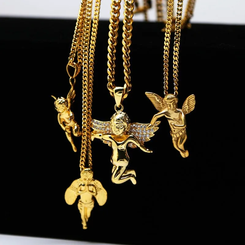 Mens Gold Angel Necklace Online, SAVE 