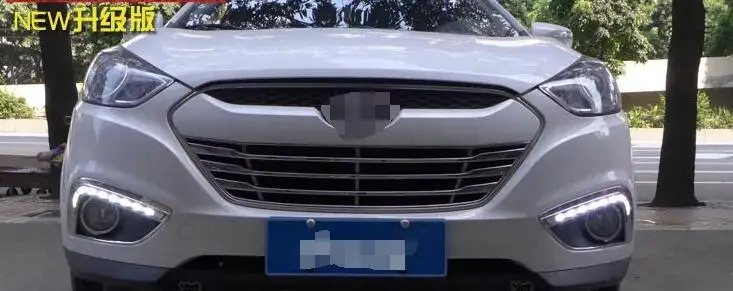 Супер яркий Водонепроницаемый автомобильный светильник 12V светодиодный DRL Габаритные огни с отверстием для противотуманной лампы для hyundai IX35 2009-2013