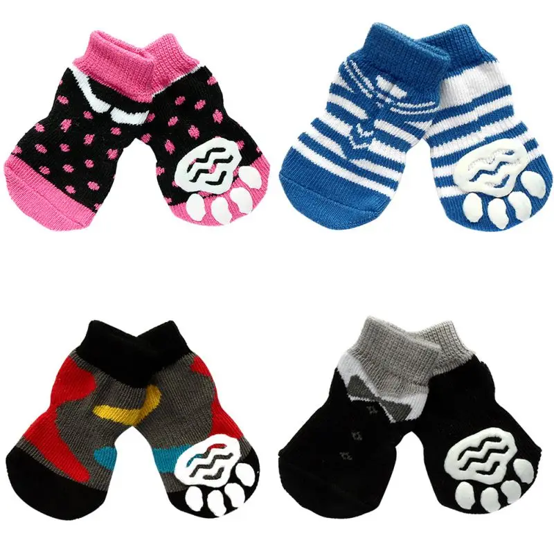 

2018 4 PCS/set Small Pet Dog Doggy Shoes Lovely Soft Warm Knitted Socks Clothes Apparels For S-XL New