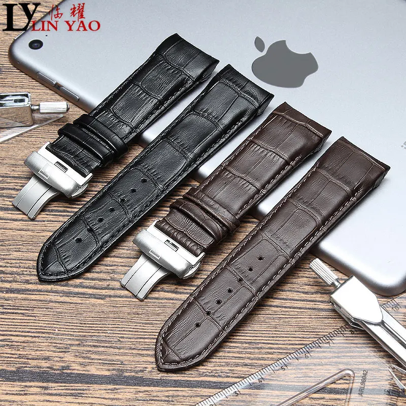 

22mm 23mm 24mm Genuine Leather Watchband apply to Tissot the T035 Watch Band Steel Buckle Strap Wrist Bracelet Brown,black.