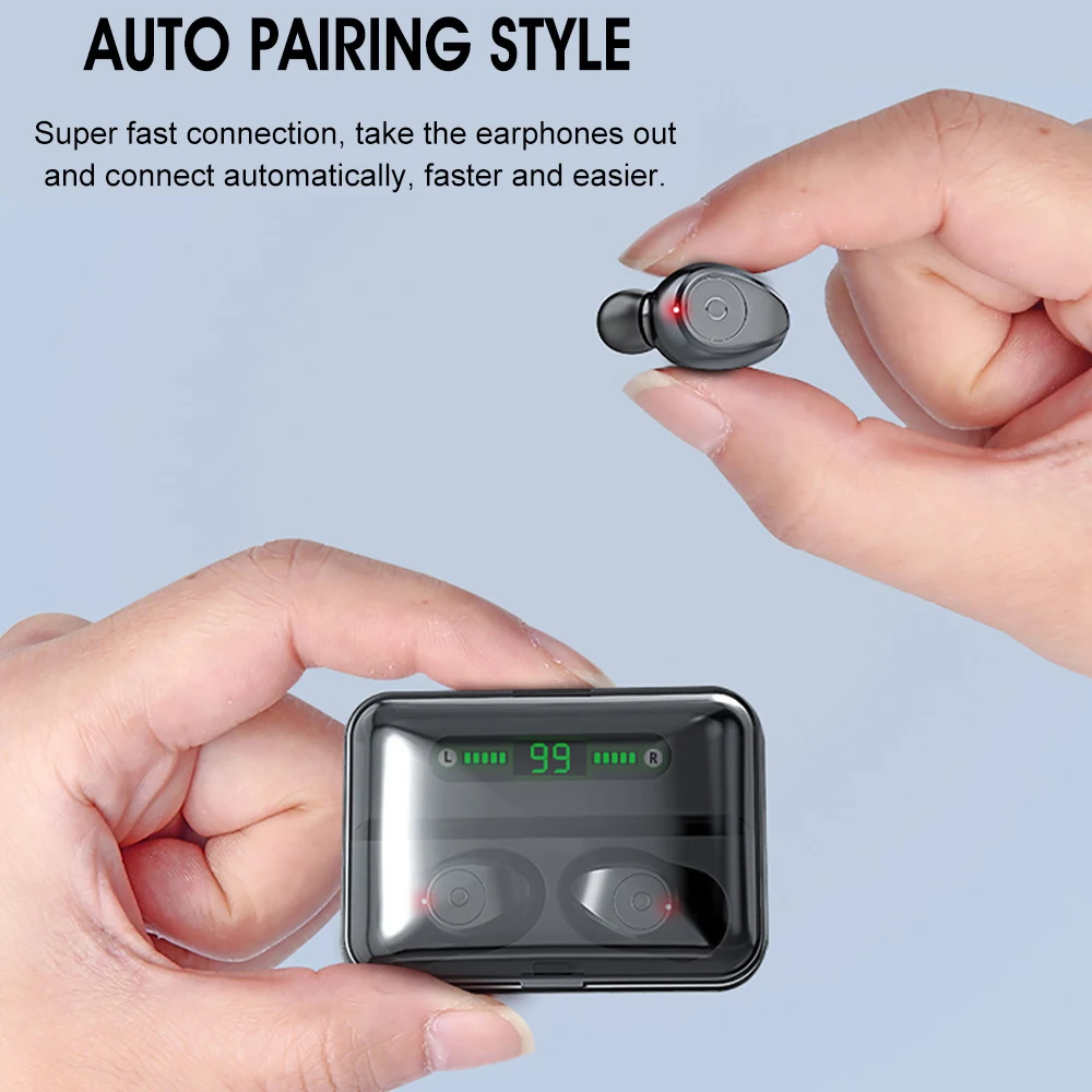 

F9 TWS Bluetooth 5.0 Earphone with Digital Display Wireless Headphones Stereo Ear buds Earphones for Samsung Galaxy buds iPhone