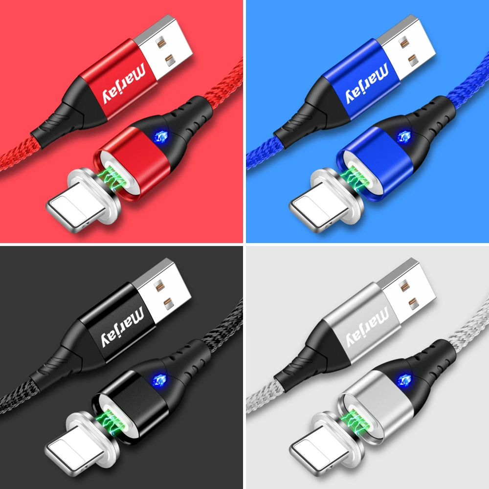 Marjay Магнитный usb-кабель для iphone X Xs Max 3A быстрой зарядки Тип C Магнит Micro USB кабель для samsung S8 S9 Xiaomi huawei