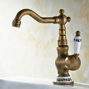 

European Style Basin Top Faucet Solid Brass Antique Cold And Hot Bathroom Retro Pure Washbasin Faucet Bronze Finish Bathroom Set