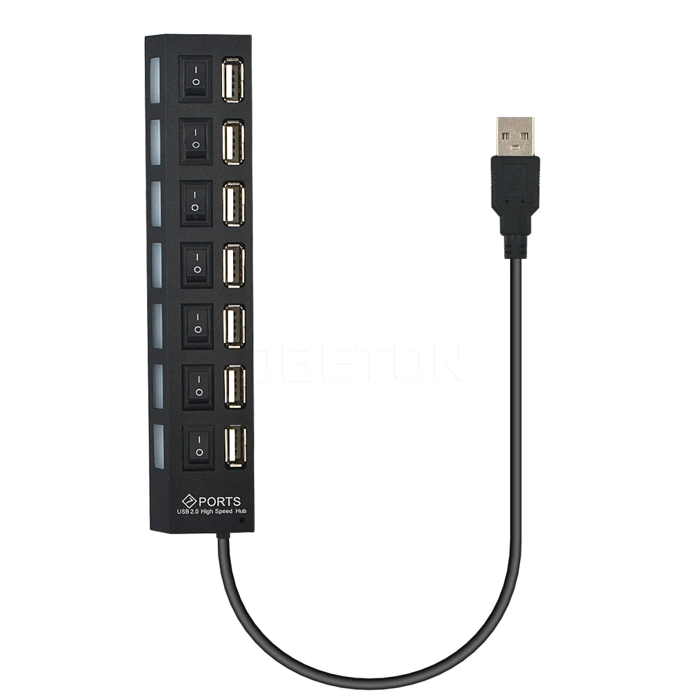 

Kebidu High quality 7 Ports LED USB High Speed 480 Mbps Adapter USB Hub Power on/off Switch For PC Computer Laptop Notebook