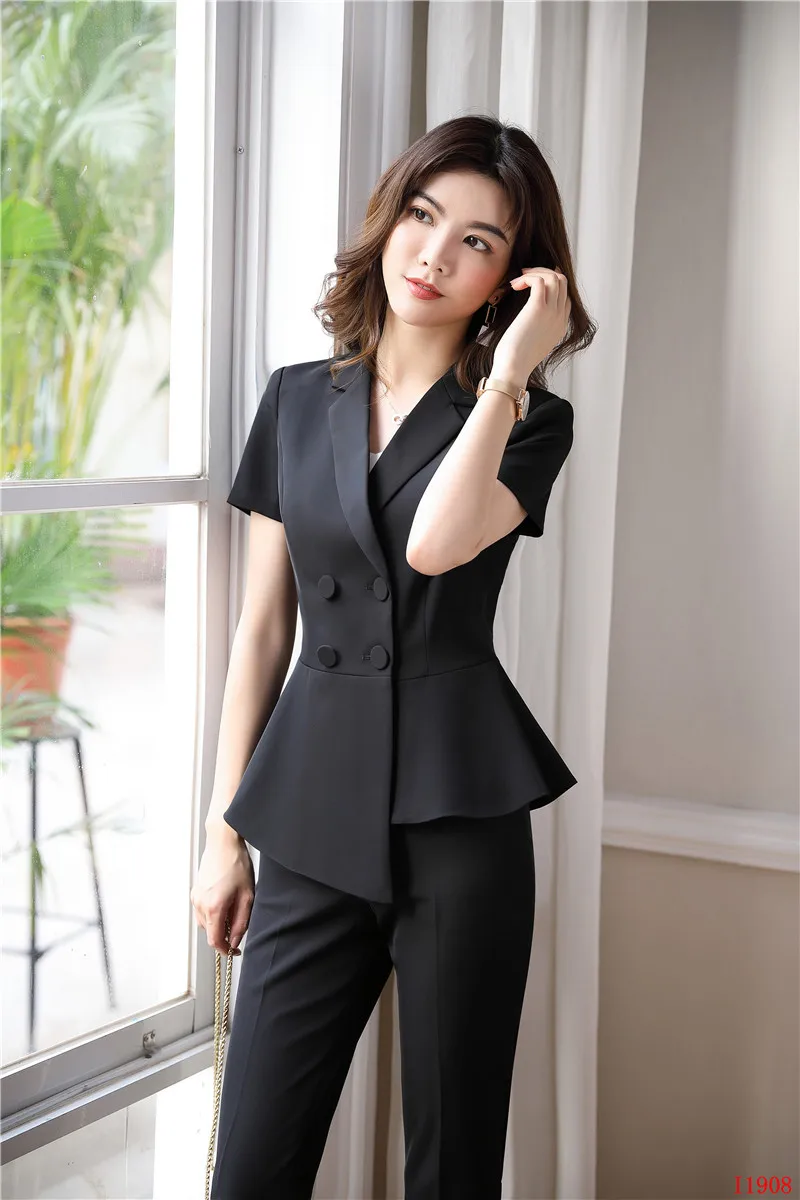 Женская официальный офисный стиль брюки костюмы для женщин Деловые костюмы черный блейзер и куртка наборы Рабочая одежда OL стили