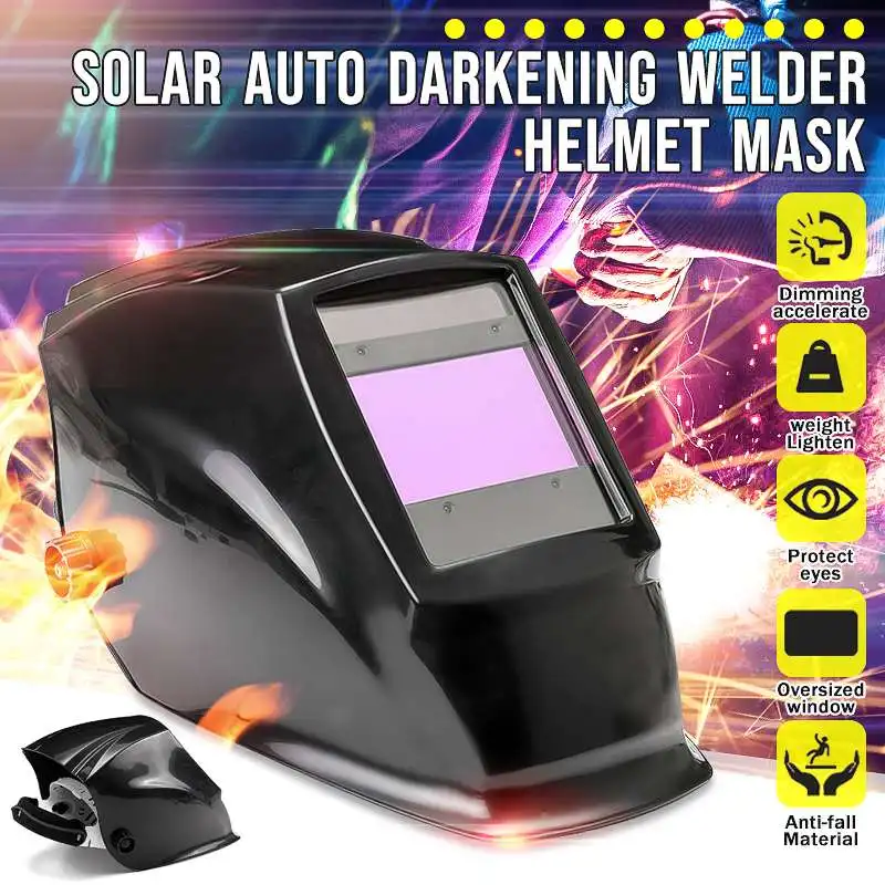 

Big View Area Solar Auto Darkening Welding Adjustable Range 4/9-13 MIG Helmet Mask For Arc Mig Tig Weld