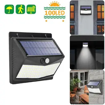 

100LED Solar Lamp PIR Motion Sensor Wall Light Outdoor Waterproof IP 65 Garden Lamp Three modes switch Outdoor Garden Lighting