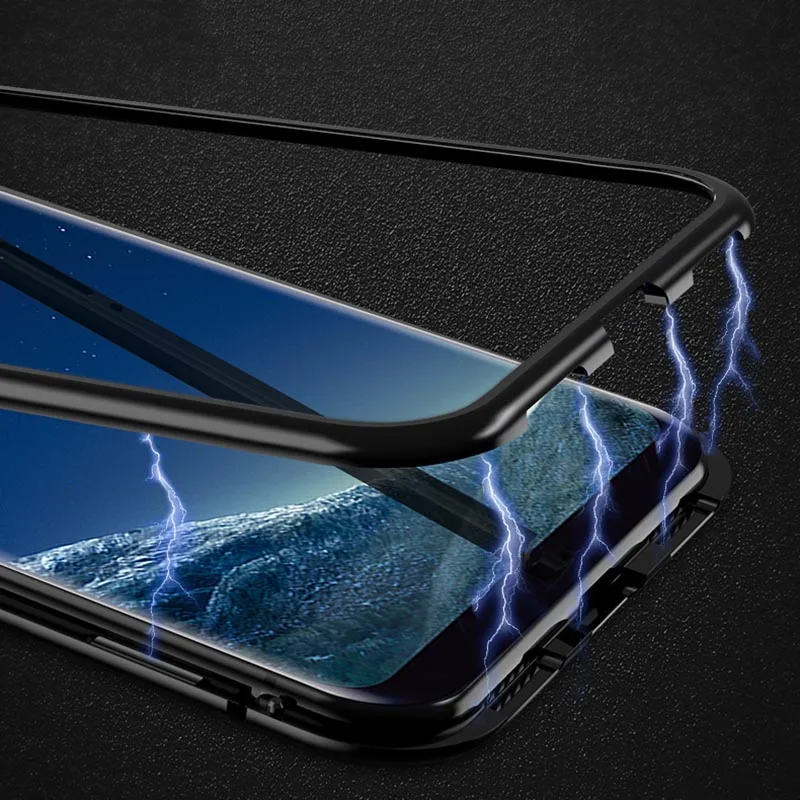 Чехол для телефона для samsung S8 S9 плюс Магнитная Адсорбция металлическая задняя крышка из закаленного Стекло RL88 ND998