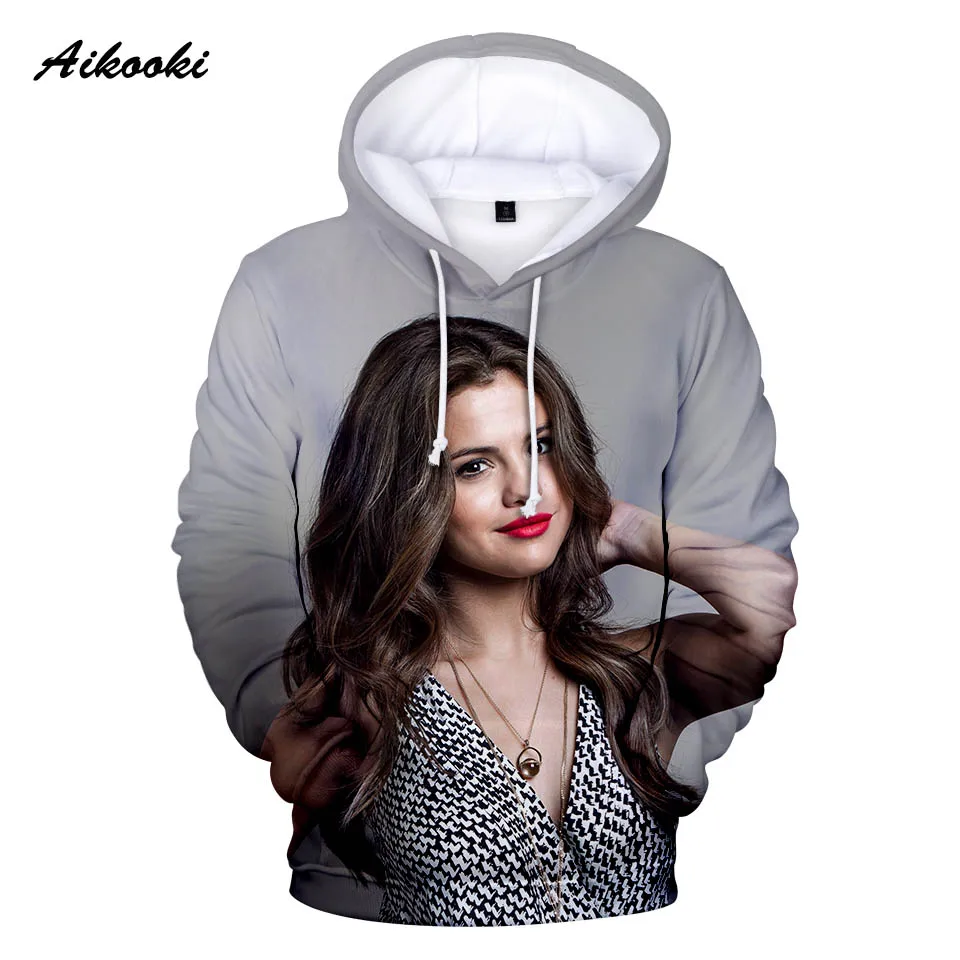 Aikooki 3D Selena Gomez толстовки для мужчин/женщин Толстовка Зимняя с капюшоном певица Selena Gomez модная одежда