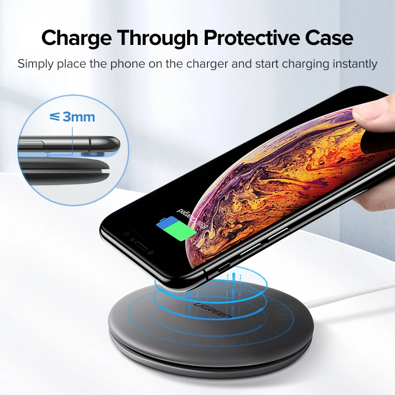  Ugreen Drahtlose Ladegerät 10W 75 W Qi Wireless Charging für xiaomi mi 9 iPhone X XS 8 XR Samsung S