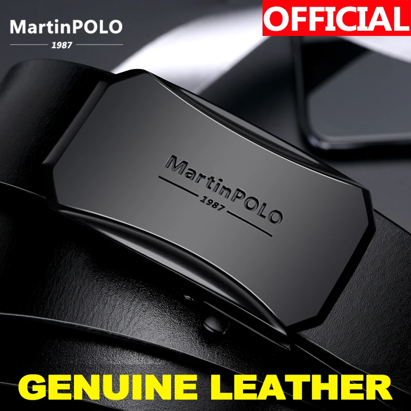 

MatinPOLO Genuine Leather Belt Male Automatic Buckle Men's Leather Belt Black Strap Original Natural Cowskin Belts MP00901P