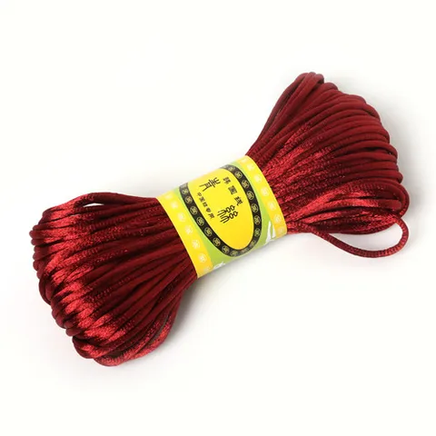 20M Solid Chinese Knot Cord Rattail Silk Satin Braided String For DIY Bracelet Rope Jewelry Making Beading Braided Threads