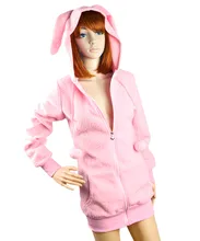 Womens Casual Cute sexy Lolita Fluffy Balls Bunny Ears Sherpa Warm Thicken Hoodie Outerwear Coat top Jacket Sweatshirts