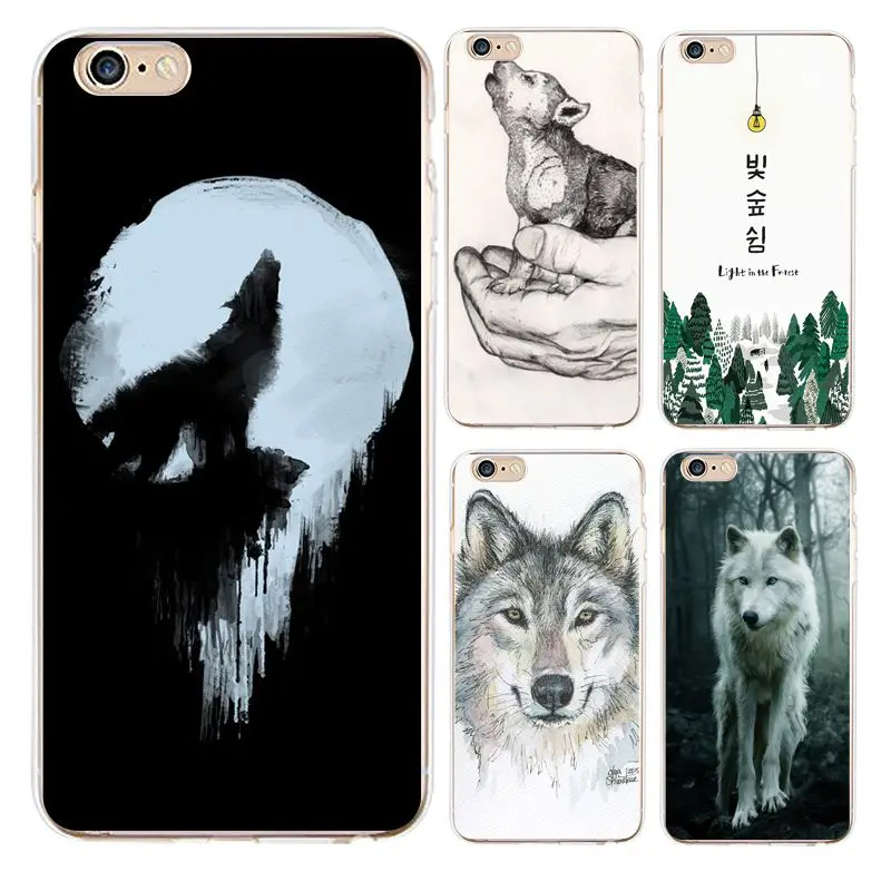 

Tree Soft Clear TPU Phone Case For iPhone 4/4s 5 5s 6 6plus 7 8plus For iPhone x Silicone Wolf Horse Moon Cover Free Shipping