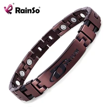 Moda rainso marca elementos de atención médica de acero inoxidable resistencia al rayado clásico con imanes germanio hombres osb-820