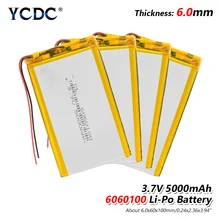 1/2/4x Li Po Li-ion Batteries Lithium Polymer Battery 3 7 V Lipo Li Ion Rechargeable Lithium-ion 6060100 5000mAh Bateria Replace replacement 3 7v 1800mah li ion batteries for lg optimus 4x hd p880 f160 2 pcs
