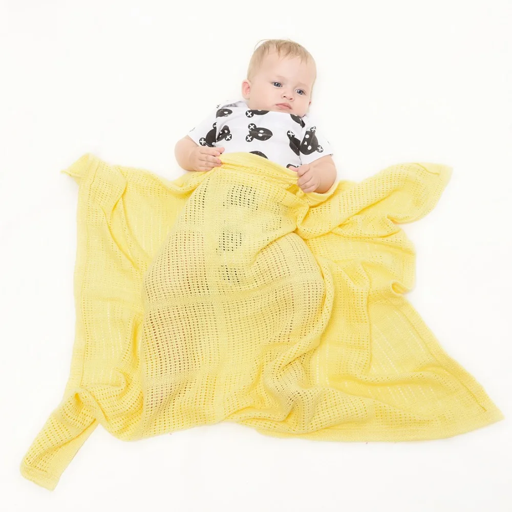 Niuniu Daddy Cotton Crochet Newborn Baby Blankets Super Soft Summer Candy Color Prop Crib Casual Sleeping Bed Supplies Hole Wrap