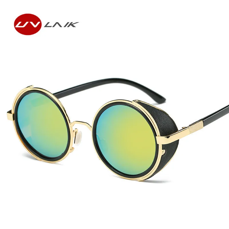 

UVLAIK Vintage Gothic Steam Punk Sunglasses Men Shield Windproof Eyeglasses Brand Metal Steampunk Sun Glasses for Women UV400