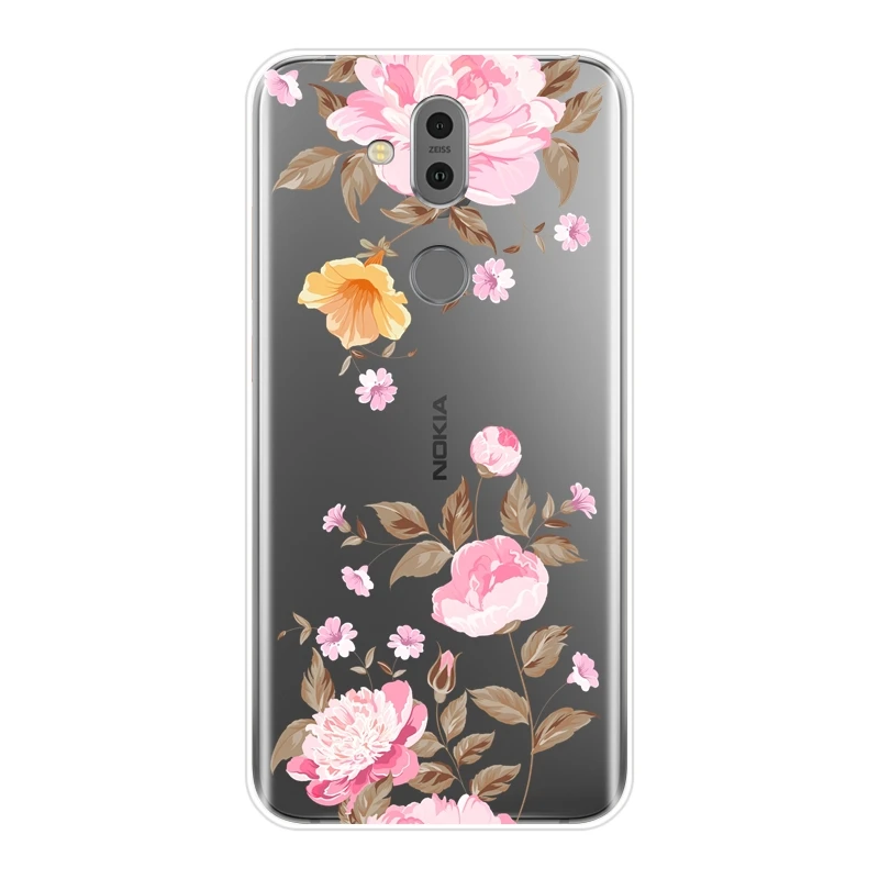 Задняя крышка из ТПУ с розовыми цветами розы для Nokia 2 1 3 5 6 7 Plus мягкий силиконовый