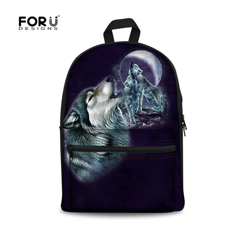 Buy FORUDESIGNS Wolf Print School Bags Backpack For