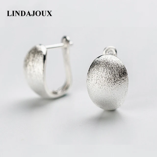 Lindajoux 925 Sterling Silver Matte Wide 1 55 1cm Hoop Earrings Lindajoux 925 Sterling Silver Matte Wide 1 55 1cm Hoop Earrings For Women S925