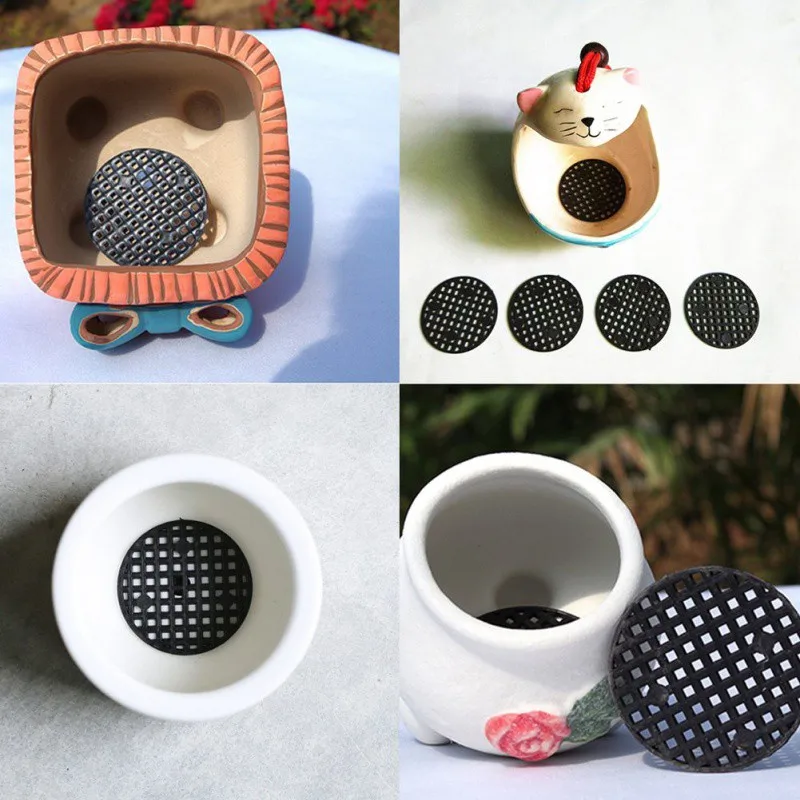 

10PCS Flower Pot Bottom Mesh Fleshy Potted Bottom Hollow Pad Pest Control Bonsai Pot Bottom Grid Mat