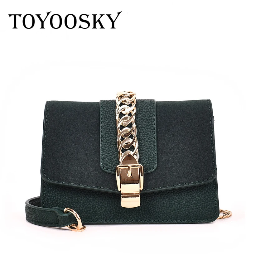 

TOYOOSKY Nubuck Leather Shoulder Bags for Women Vintage Patchwork Handbags Chain Day Clutches Female Small Flap Bags