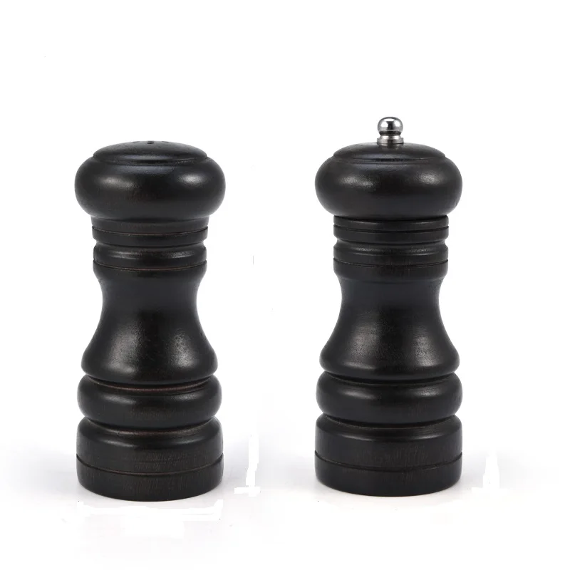 

2pcs Salt And Pepper Grinder Hand Movement Wood Pepper Mill With Ceramic Grinding Cord Kitchen cooking tools