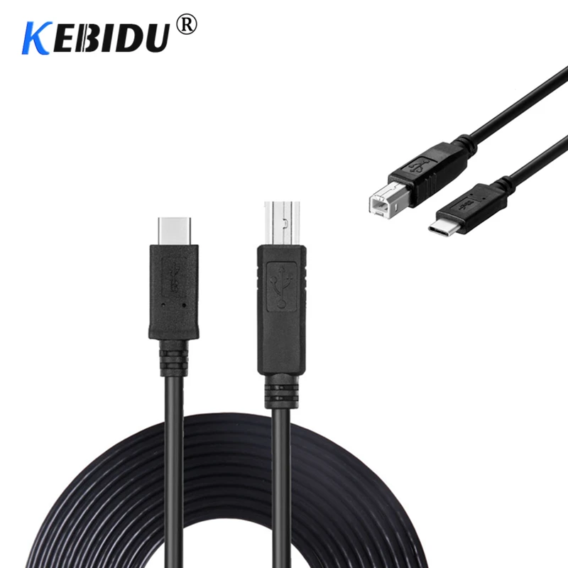 Kebidu USB-C USB 3,1 USB кабель для передачи данных type C мужской разъем для USB 2,0 B Тип Мужской кабель для передачи данных для жесткого диска смартфон принтер