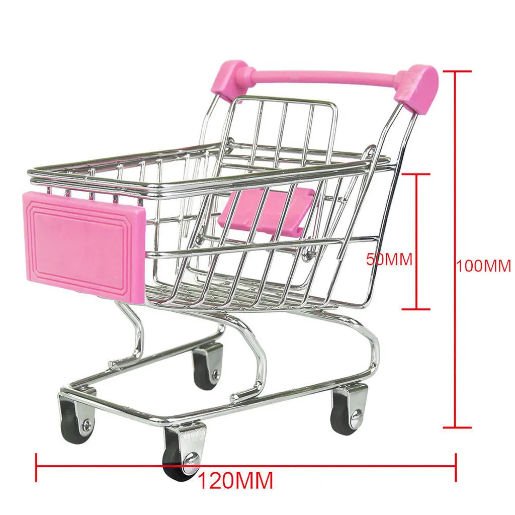 Kids Children Pretend Play Mini Shopping Entertainment Fun Cart Trolley Home Room Office Decor Toy Gift Pink