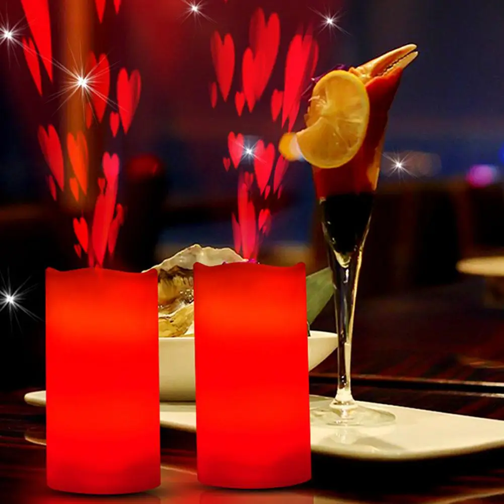 Мини светодиодный светильник для проектора в форме свечи, Рождество, День Святого Валентина, романтическое сердце, новинка, поворотная