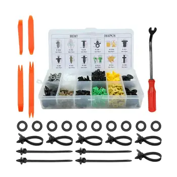 

uxcell 281pcs Plastic Clips Push Pin Rivets Fasteners Set Car Bumper Fender Retainer Trim Panel Screws Kit w Removal Tool Cable