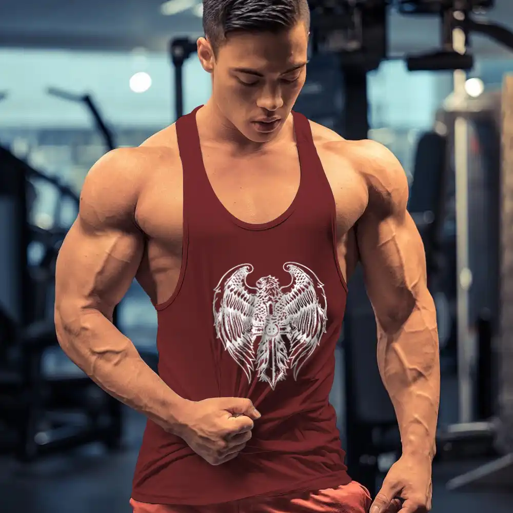 Muscle Cmdr Men's Bodybuilding Stringer Tank Tops Y-Back Gym Fitness T-Shirts Muscle Cmdr Men's Bodybuilding Stringer Tank Tops Y-Back Gym Fitness T-Shirts