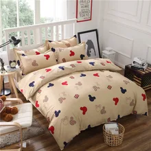 Nueva moda juego de cama de mickey y minnie Full Twin Queen rey tamaño sábana funda nórdica funda de almohada ropa de cama plana hoja