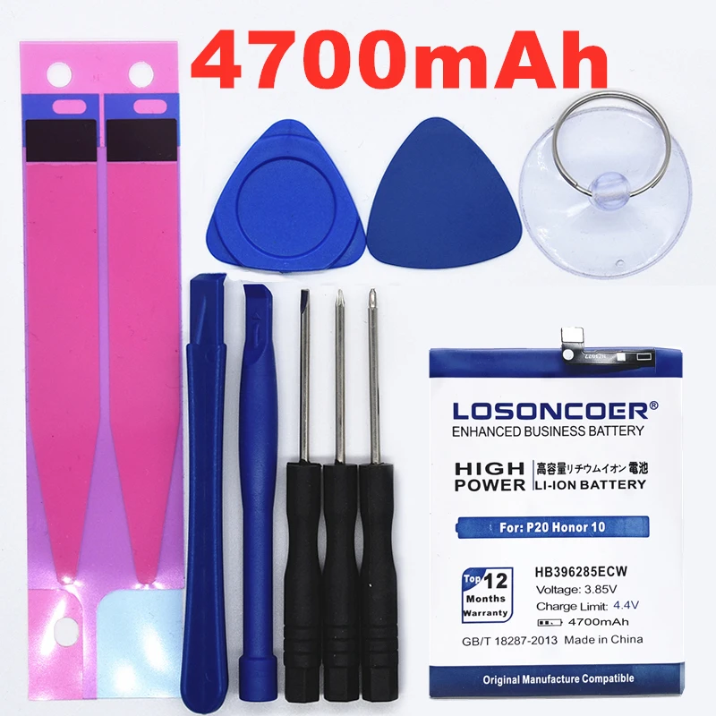 

100% Original LOSONCOER 4700mAh HB396285ECW Battery For Huawei P20 For Honor 10 COL-AL00 COL-AL10 COL-TL00 COL-TL10 COL-L29