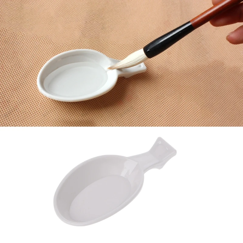 

Spoon Shape Ink Tray Containers Chinese Writing Brush Pen Holder Rest Stand JUL-19A