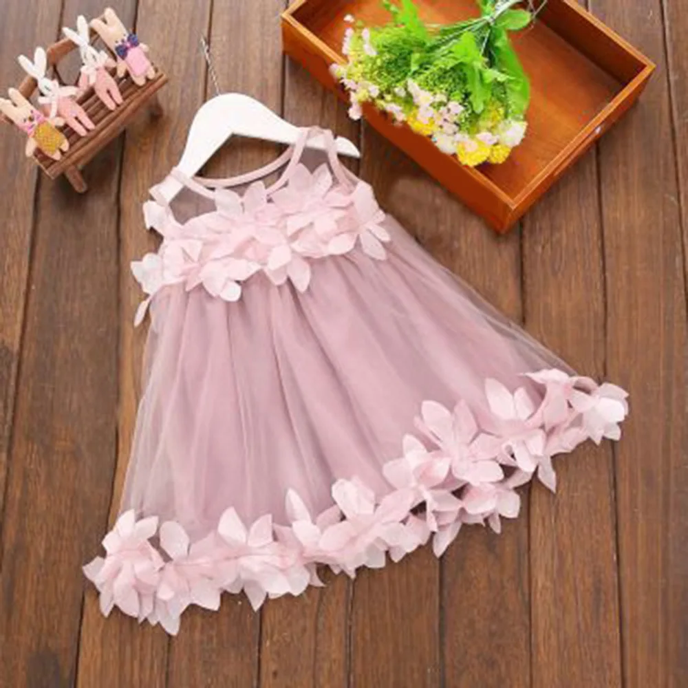 

2019 New Kids Girl Dresses Summer Chidlren Clothes Toddler Girls Dress Baby Sleeveless Wedding Birthday Party Princess Dress