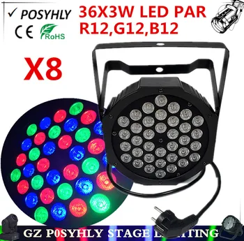 

8pcs/ 36W led par lights RGB par dmx512 control AC90-240V disco lights professional stage dj equipment 100% new