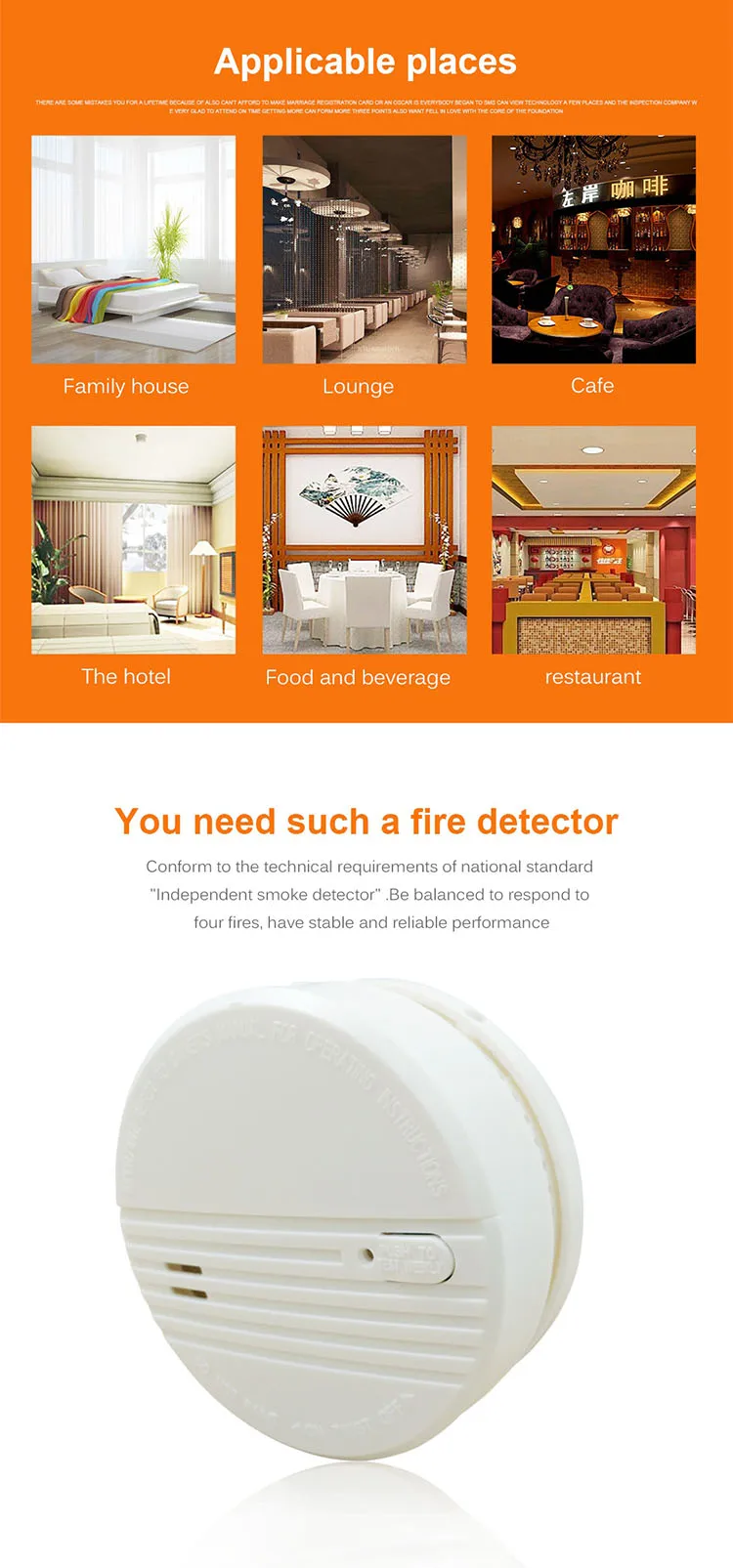 Factory Manufactured High Quality Security Protection Alarm System Stand-Alone Photoelectric Smoke Detector AC623DY(8)