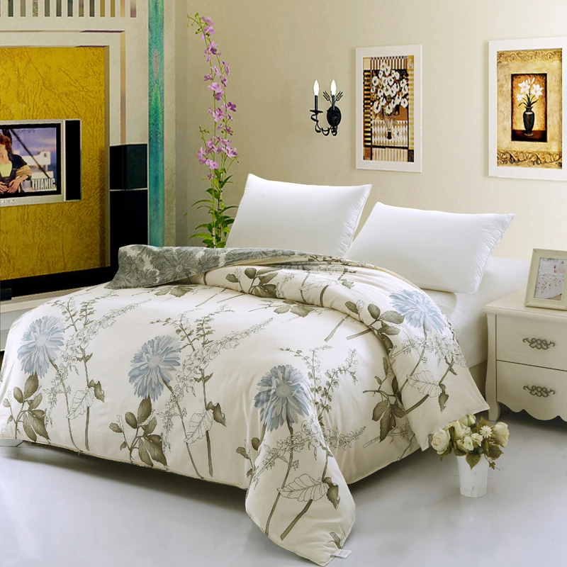 

Elegant style 100% Cotton Floral Duvet Cover Flower Bedding Blue white Color Twin Full Queen King Size Decor bed adult girl gif
