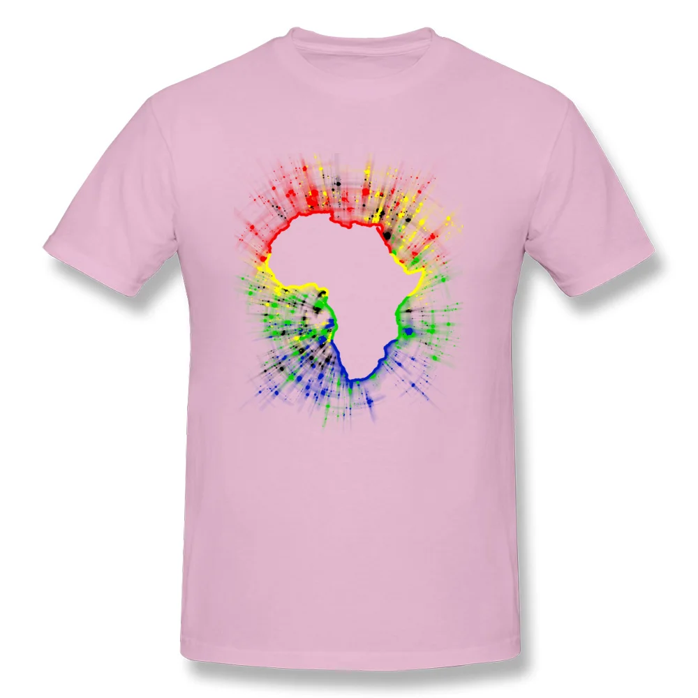 Pure Cotton Men Short Sleeve Africa Continent Flag colours T-shirts Casual Tops T Shirt 2018 Discount Group O-Neck T-Shirt Africa Continent Flag colours pink