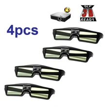 Free Shipping!!4pcs/lots 3D glasses Active shutter rechargeable for BenQ W1070 Optoma GT750e DLP 3D Emitter Projector Glasses