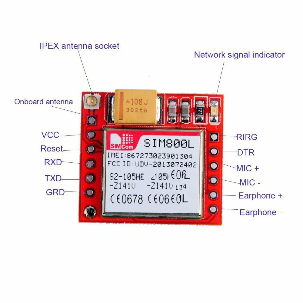 SIM800L GPRS GSM телефон Модуль платы четырехдиапазонный бортовой + антенна SIM800L GPRS GSM телефон Модуль платы четырехдиапазонный бортовой + антенна