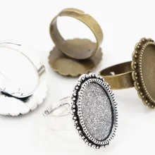 Подходит для 13x18 мм 5 шт. бронзовых и античных серебряных цветов с покрытием овальные Регулируемые кольца настройки пустые/Базовые, подходят для 13x18 мм стеклянные кабошоны