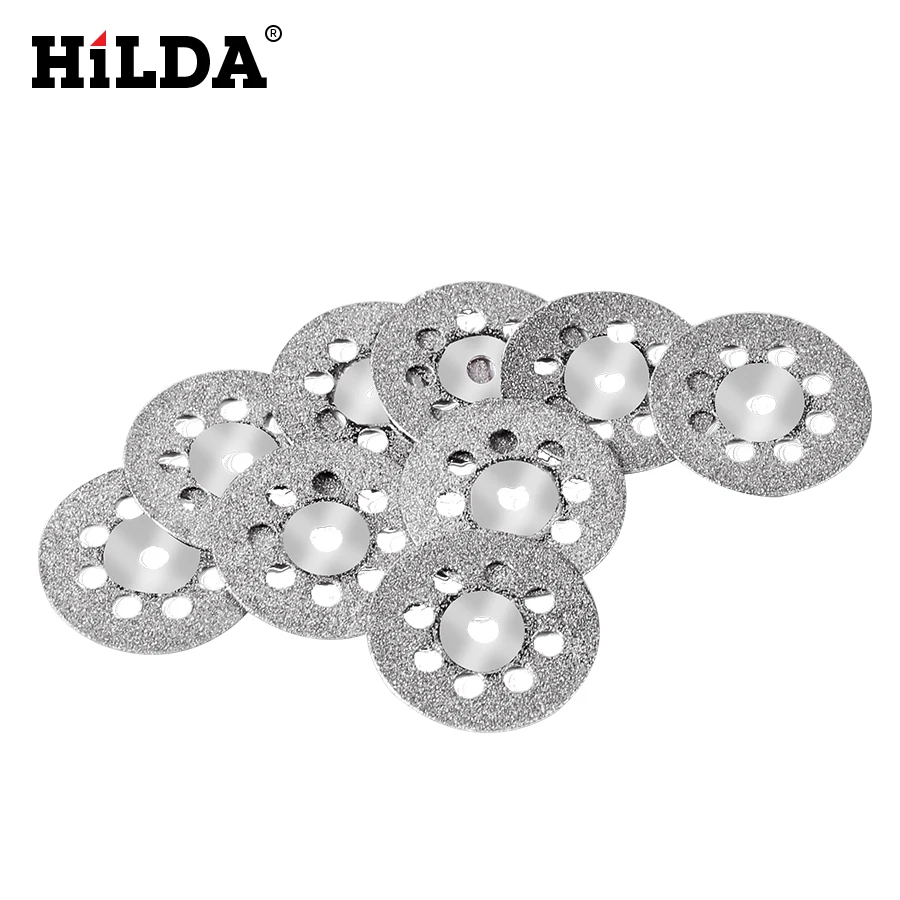 

HILDA 10pcs/set 22mm Mini Saw Blade Silver Cutting Discs with 2X Connecting Shank for Dremel Drill Fit Rotary Tool