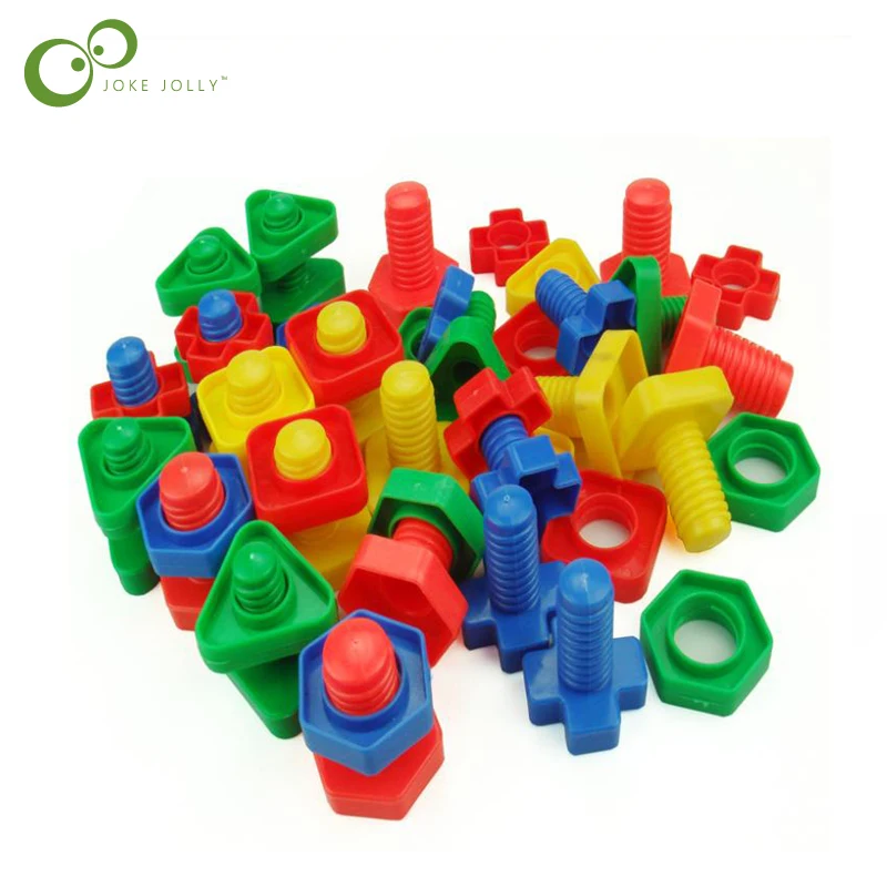 

6 pairs/lot Screw building blocks plastic insert blocks nut shape toys for children Educational Toys scale models WYQ