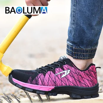 

Steel Toe Safety Work Shoes Men grid Lightweight Breathable Casual Sneaker Prevent piercing Protective boots Steel Toe Cap Shoes