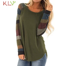 Женский топ размера плюс длинный рукав Modis длинная футболка модная Harajuku полосатая Повседневная Свободная Женская футболка 18Nov6